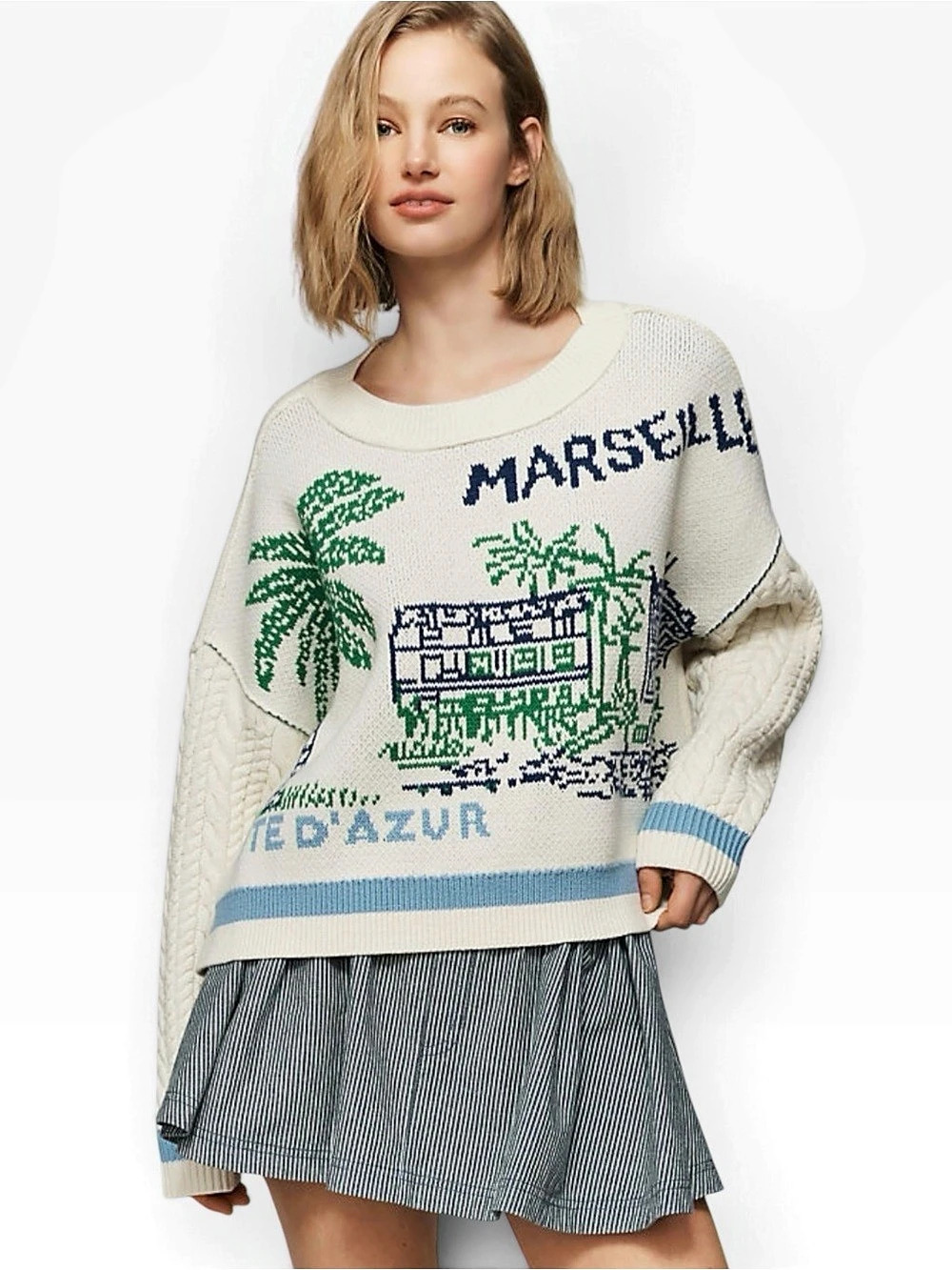 Anthropologie Maeve Marseille Graphic sweater size medium NWT French